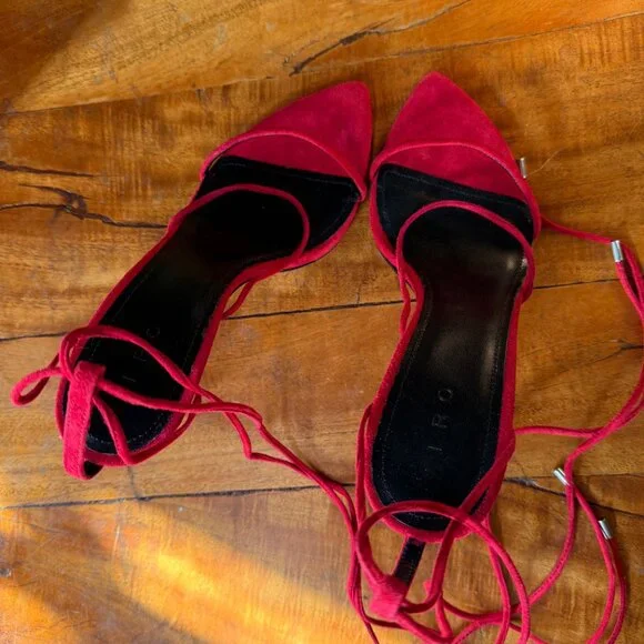 IRO Paris Fixa Pumps – Red Suede Lace-Up Heels (New in Box, Size 36 EU) - Picture 3 of 15